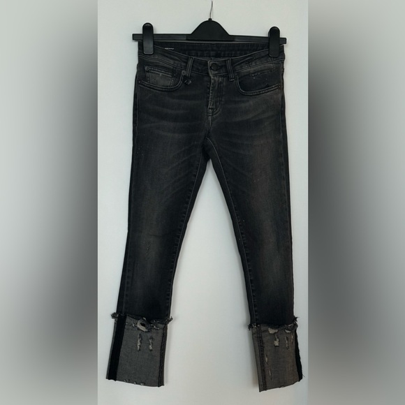 R13 Kate Skinny Ankle Jeans with Distressed High Cuff - Picture 2 of 10